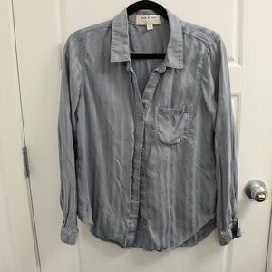 Cloth & Stone Anthropologie Striped Button Down‎ Tencel Relaxed Fit Top Medium